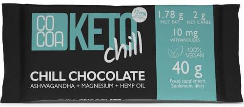 Czekolada Keto Chill magnez ashawgandha olej konopny 40 g Cocoa - suplement diety