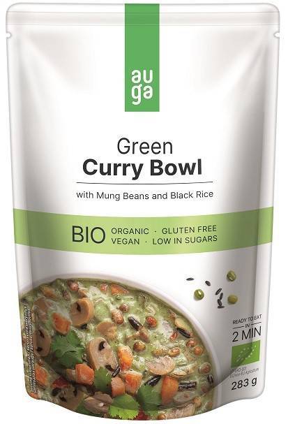 Danie Zielone Curry z fasolą mung i czarnym ryżem Bio 283 g Auga Curry Bowl
