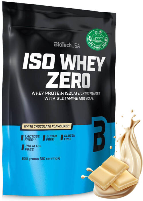 Izolat białka WPI odżywka - Biała Czekolada 500 g BioTech USA Iso Whey Zero - suplement diety