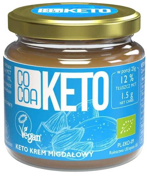 Krem migdałowy Keto z olejem MCT Bez Cukru Bezglutenowy 200 g Cocoa Bio