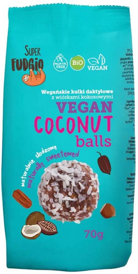Kulki daktylowe z wiórkami kokosowymi BIO 70 g Super Fudgio - VEGE