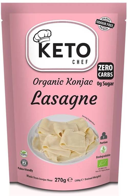 Makaron Konjac Lasagne shirataki Bio 270 g Keto Chef Better Than Foods Bezzapachowy