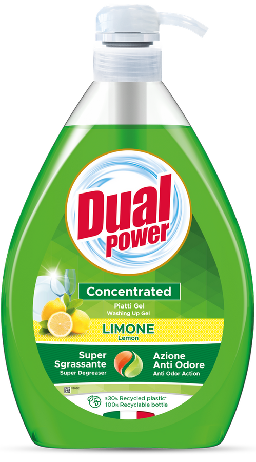 Płyn do mycia naczyń koncentrat pompka Cytrynowy 1 L Dual Power Limone Lemon