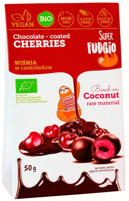 Wiśnia liofilizowana w czekoladzie Bezglutenowa BIO 50 g Super Fudgio - VEGE Wiśnie